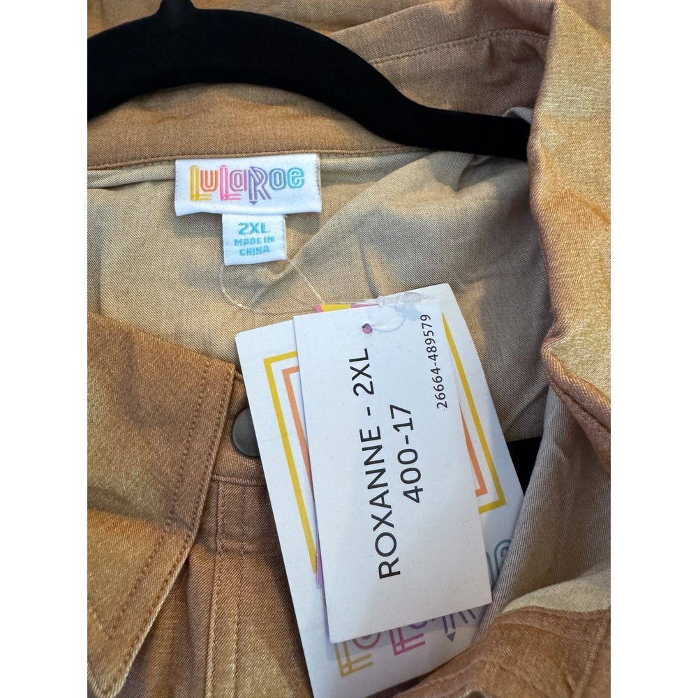 LuLaRoe Roxanne Sleeveless Button Up Vest Top Shirt Tan 2XL - Picture 2 of 3